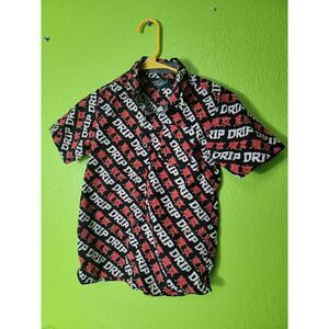 Eighty Eight Youth Button Up Shirt Drip All Over Print Size 8 Multi Color Boys